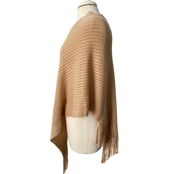 Time & Tru NWT Women's S/M Boho Cottagecore Ribbed Fringe Poncho Winter Comfy - Picture 2 of 9